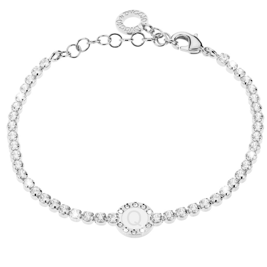 Bracciale Donna, DVUCCIO gioielli, Tennis Bianco con Iniziale su Smalto Bianco - immagine 16