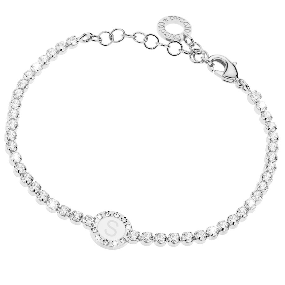 Bracciale Donna, DVUCCIO gioielli, Tennis Bianco con Iniziale su Smalto Bianco - immagine 18