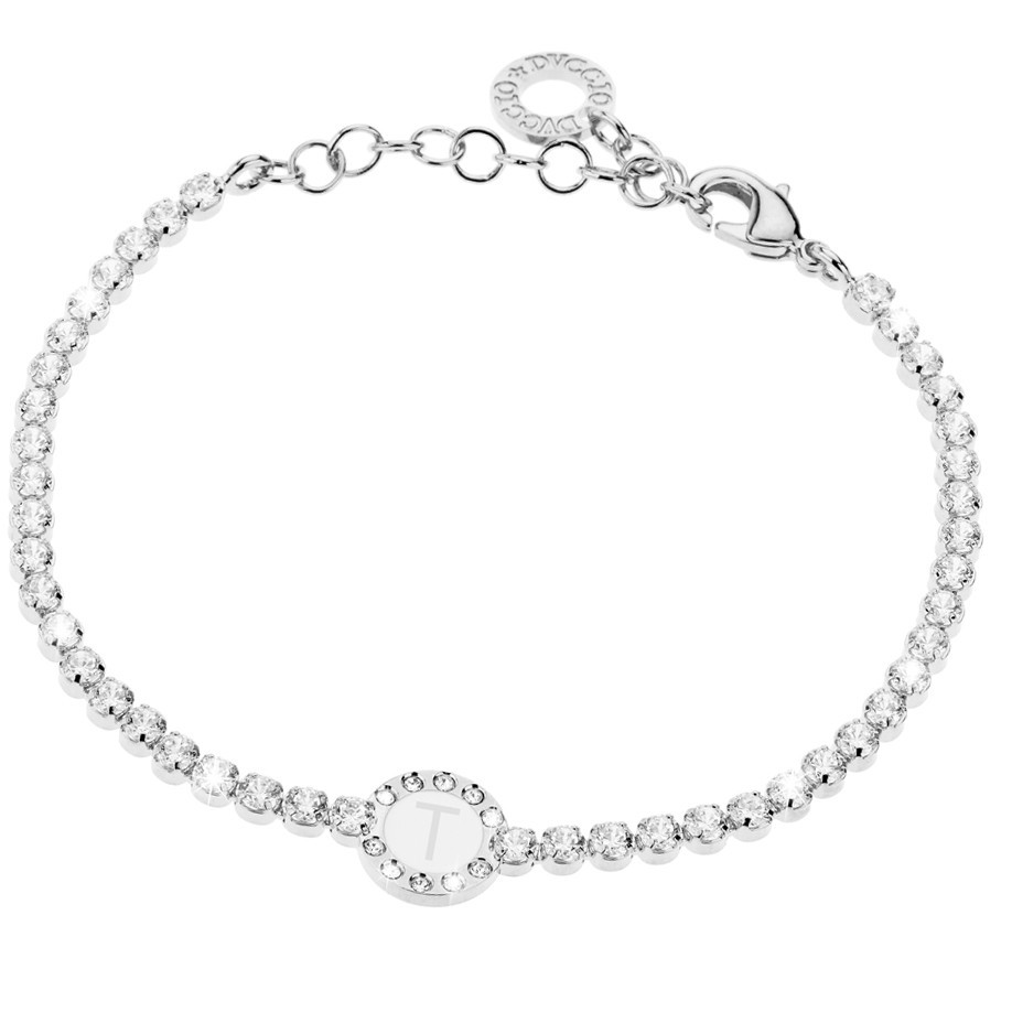Bracciale Donna, DVUCCIO gioielli, Tennis Bianco con Iniziale su Smalto Bianco - immagine 19