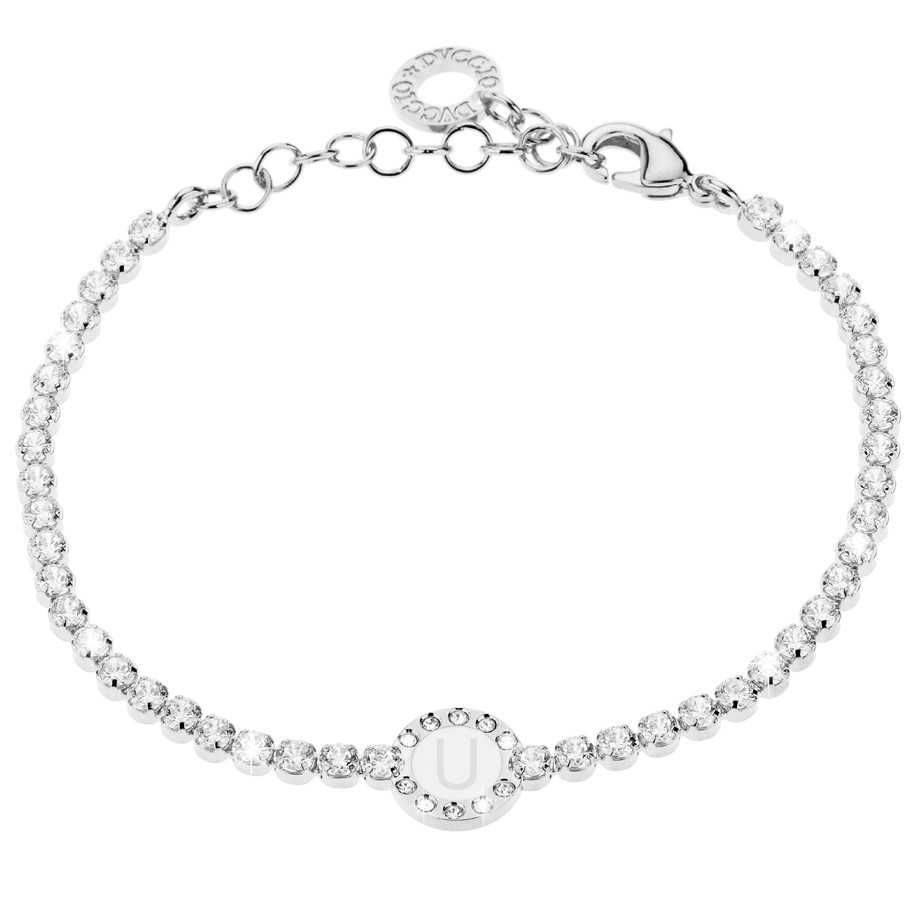 Bracciale Donna, DVUCCIO gioielli, Tennis Bianco con Iniziale su Smalto Bianco - immagine 20
