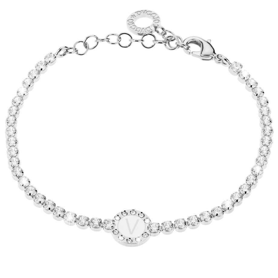 Bracciale Donna, DVUCCIO gioielli, Tennis Bianco con Iniziale su Smalto Bianco - immagine 21