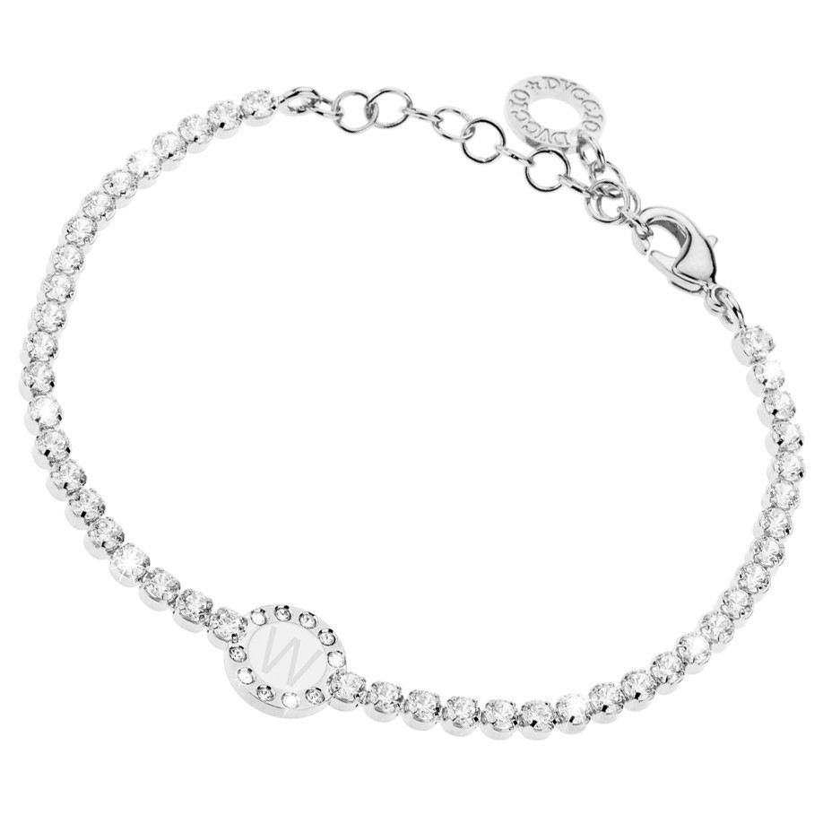Bracciale Donna, DVUCCIO gioielli, Tennis Bianco con Iniziale su Smalto Bianco - immagine 22
