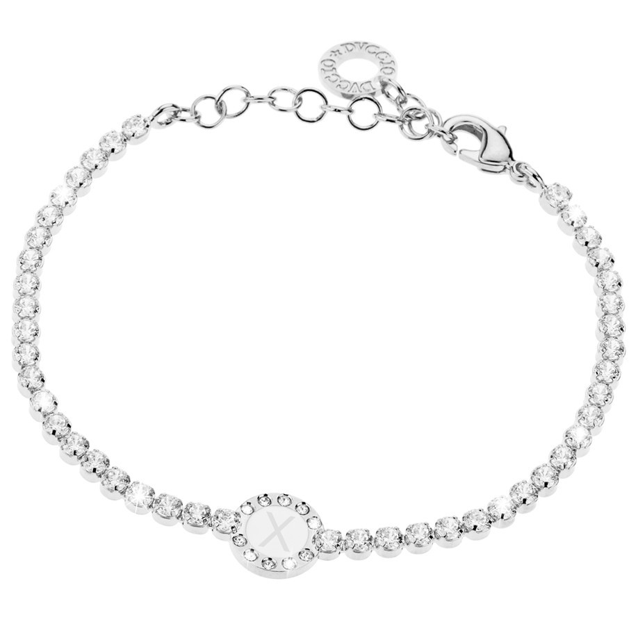 Bracciale Donna, DVUCCIO gioielli, Tennis Bianco con Iniziale su Smalto Bianco - immagine 23