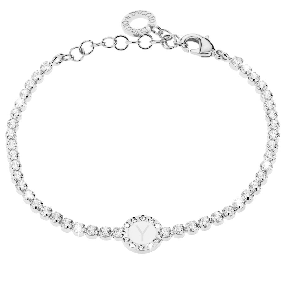 Bracciale Donna, DVUCCIO gioielli, Tennis Bianco con Iniziale su Smalto Bianco - immagine 24