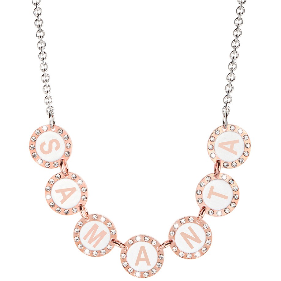 Collana Donna, DVUCCIO gioielli, morbida ORIZZONTALE con Nome su smalto bianco e cristalli…..COMPONI IL TUO NOME - immagine 4