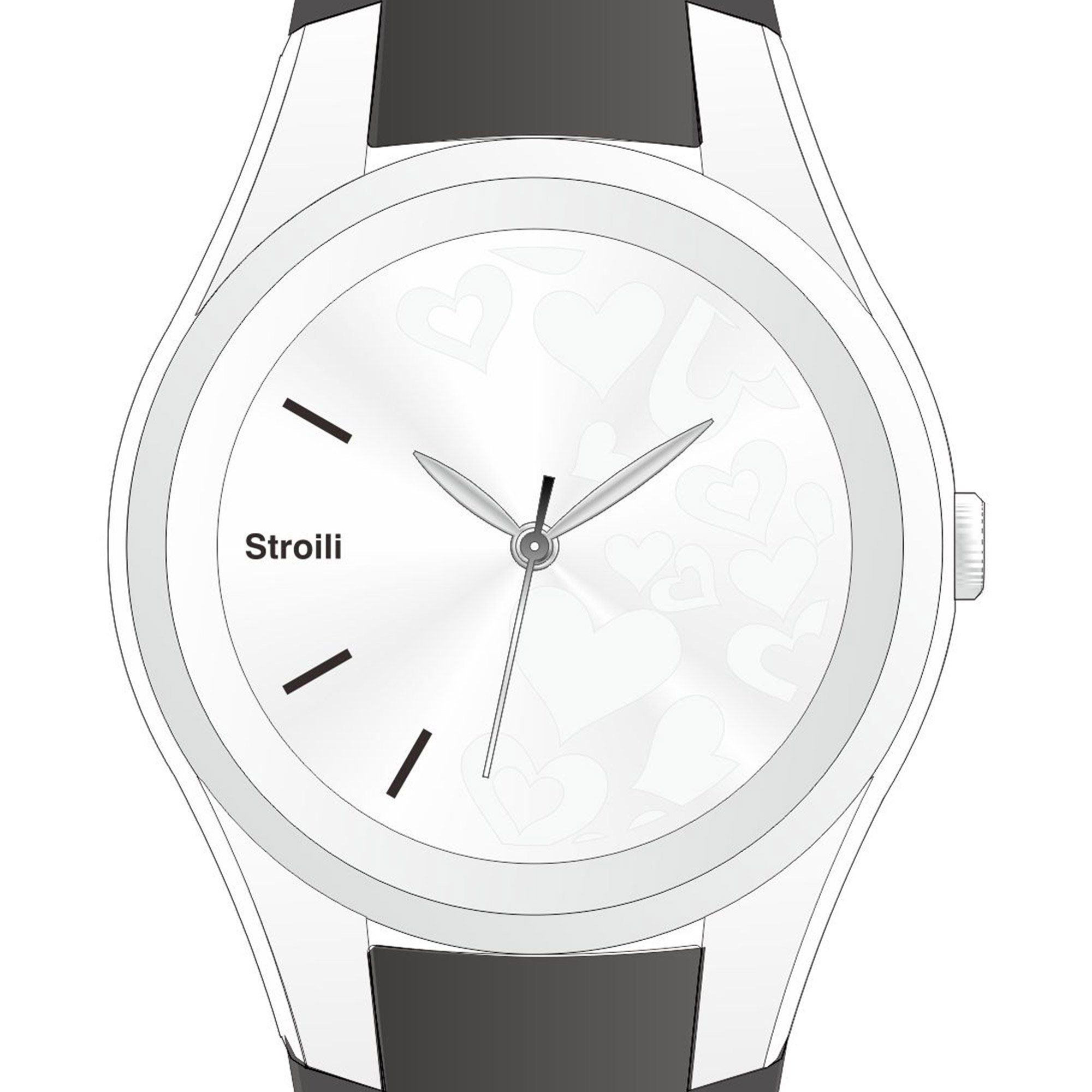 Orologio donna Stroili, mod heart pattern, cinturino caucciù/silicone nero con cuori ( WAF0097-001 ) - immagine 2