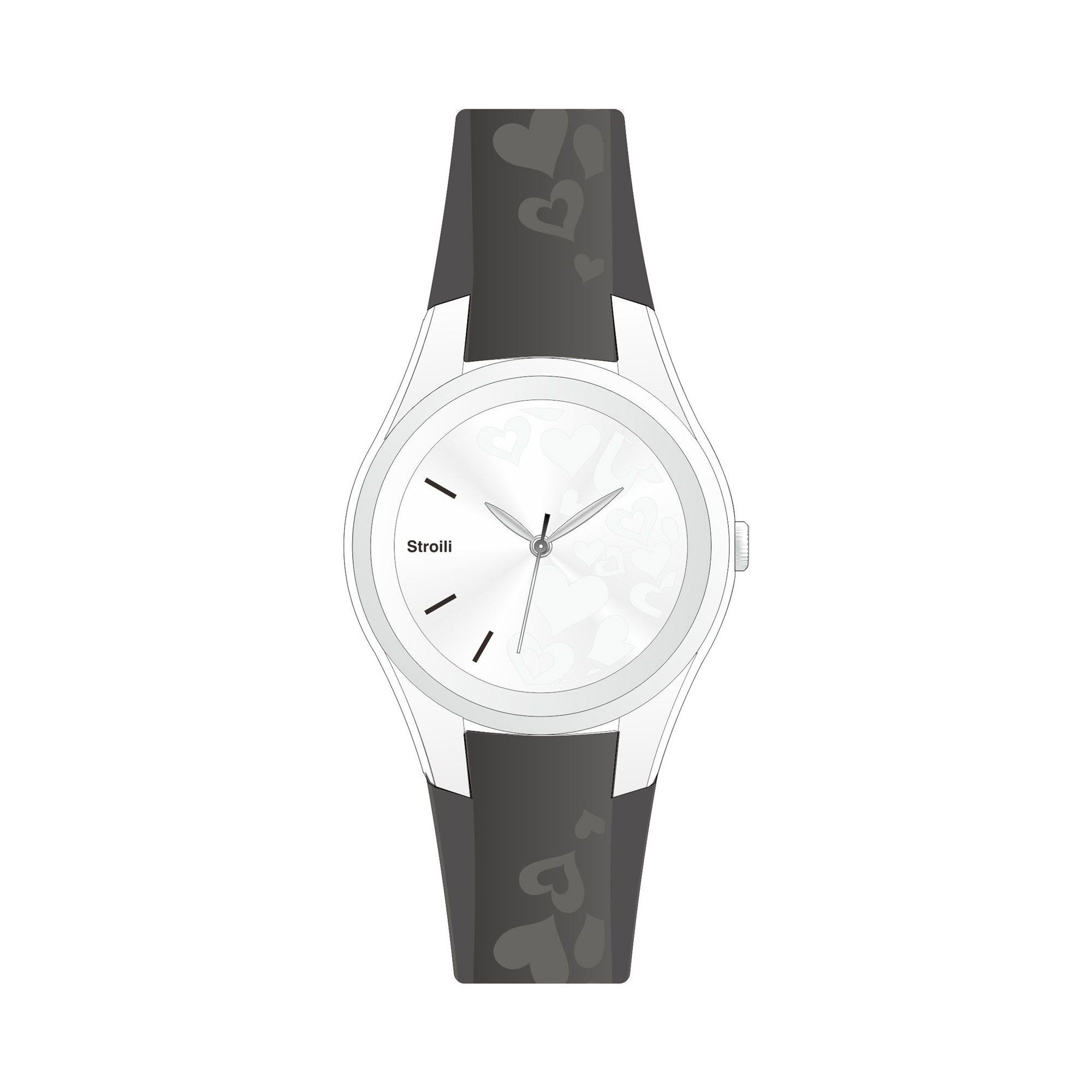 Orologio donna Stroili, mod heart pattern, cinturino caucciù/silicone nero con cuori ( WAF0097-001 )