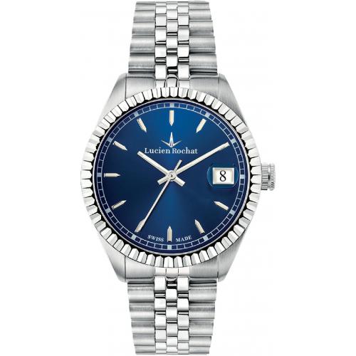 Orologio uomo Lucienn Rochat mod Reims, fondo blu, cinturino acciaio, lunetta zigrinata, cod ( R0453105003 )