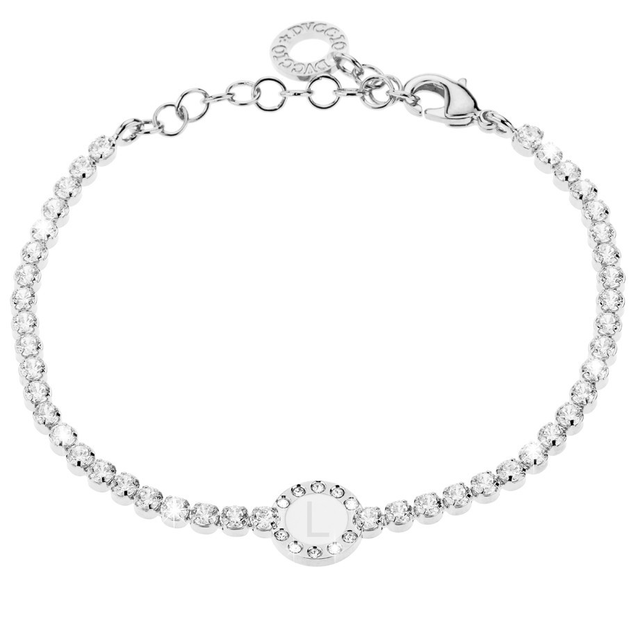 Bracciale Donna, DVUCCIO gioielli, Tennis Bianco con Iniziale su Smalto Bianco - immagine 11