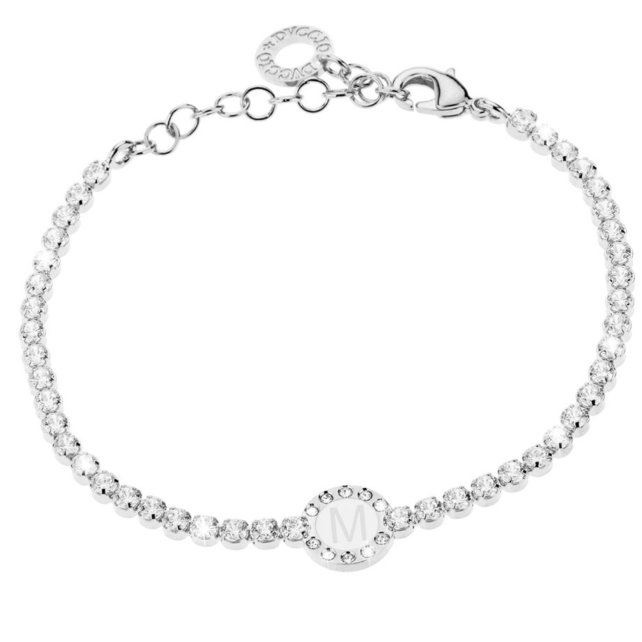 Bracciale Donna, DVUCCIO gioielli, Tennis Bianco con Iniziale su Smalto Bianco - immagine 12