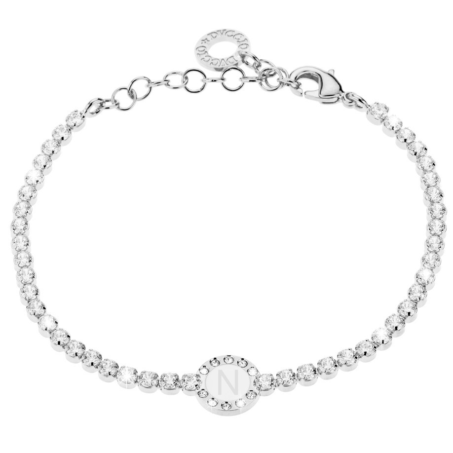 Bracciale Donna, DVUCCIO gioielli, Tennis Bianco con Iniziale su Smalto Bianco - immagine 13