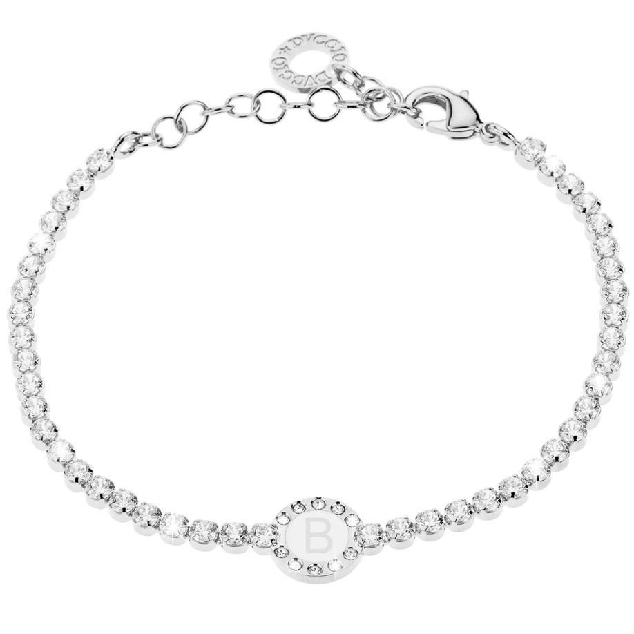Bracciale Donna, DVUCCIO gioielli, Tennis Bianco con Iniziale su Smalto Bianco - immagine 2