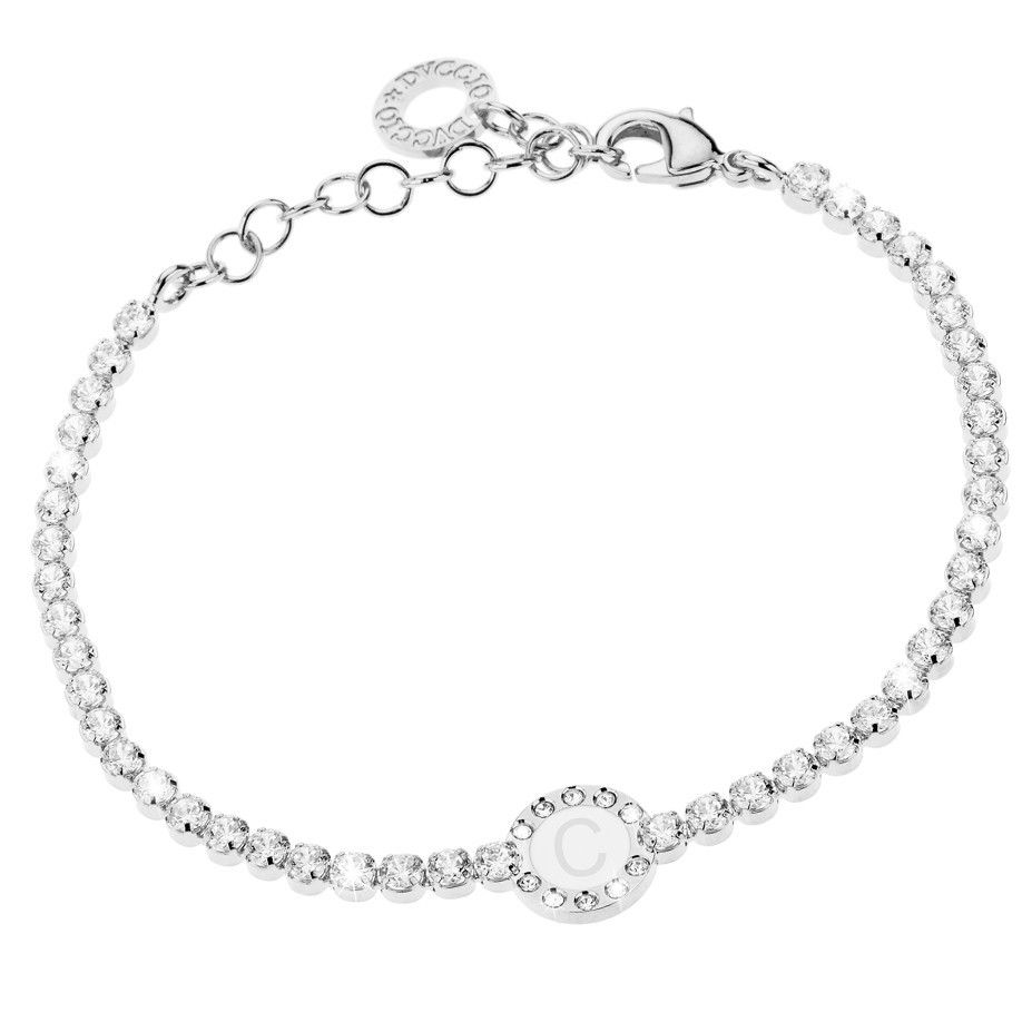 Bracciale Donna, DVUCCIO gioielli, Tennis Bianco con Iniziale su Smalto Bianco - immagine 3