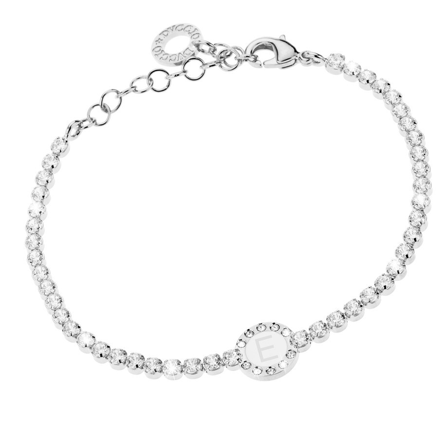 Bracciale Donna, DVUCCIO gioielli, Tennis Bianco con Iniziale su Smalto Bianco - immagine 5