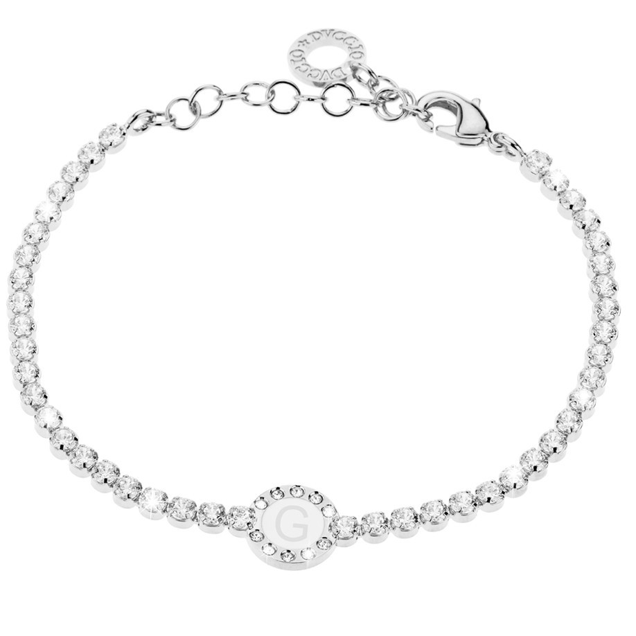 Bracciale Donna, DVUCCIO gioielli, Tennis Bianco con Iniziale su Smalto Bianco - immagine 7