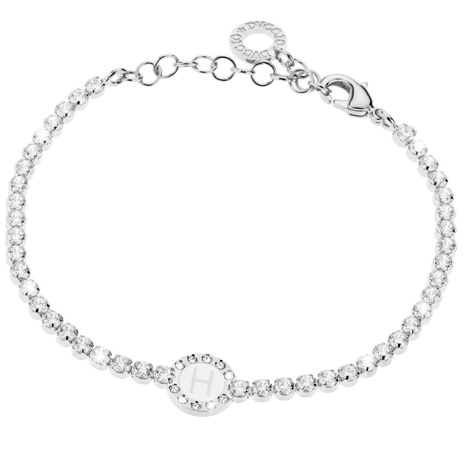 Bracciale Donna, DVUCCIO gioielli, Tennis Bianco con Iniziale su Smalto Bianco - immagine 8