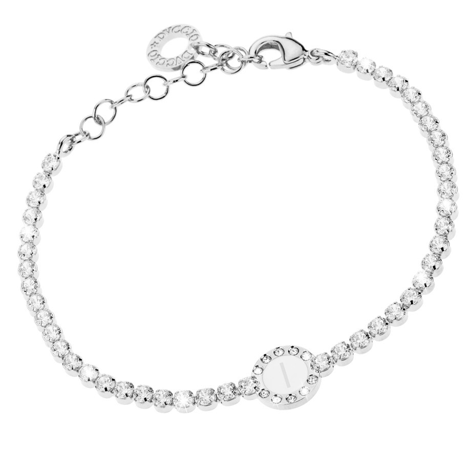 Bracciale Donna, DVUCCIO gioielli, Tennis Bianco con Iniziale su Smalto Bianco - immagine 9