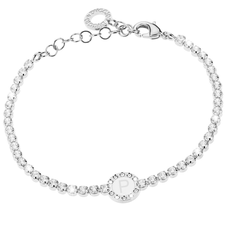 Bracciale Donna, DVUCCIO gioielli, Tennis Bianco con Iniziale su Smalto Bianco - immagine 15