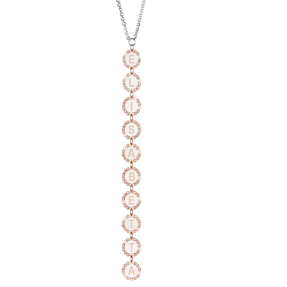 Collana Donna, DVUCCIO gioielli, morbida VERTICALE con Nome su smalto bianco e cristalli…..COMPONI IL TUO NOME - immagine 4