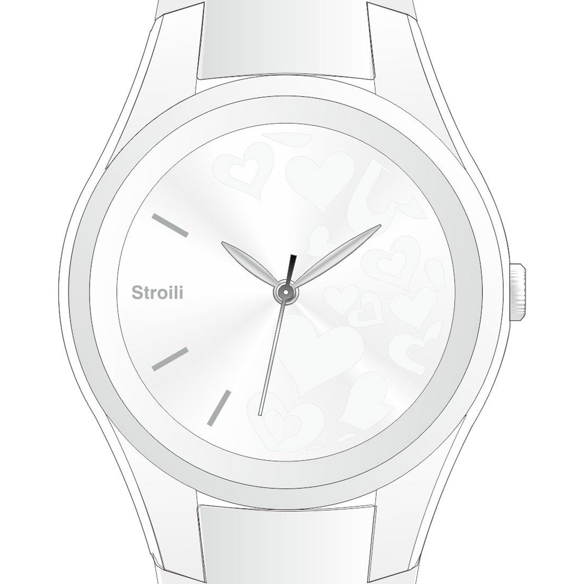 Orologio donna Stroili, mod heart pattern, cinturino caucciù/silicone bianco con cuori ( WAF0097-002 ) - immagine 2
