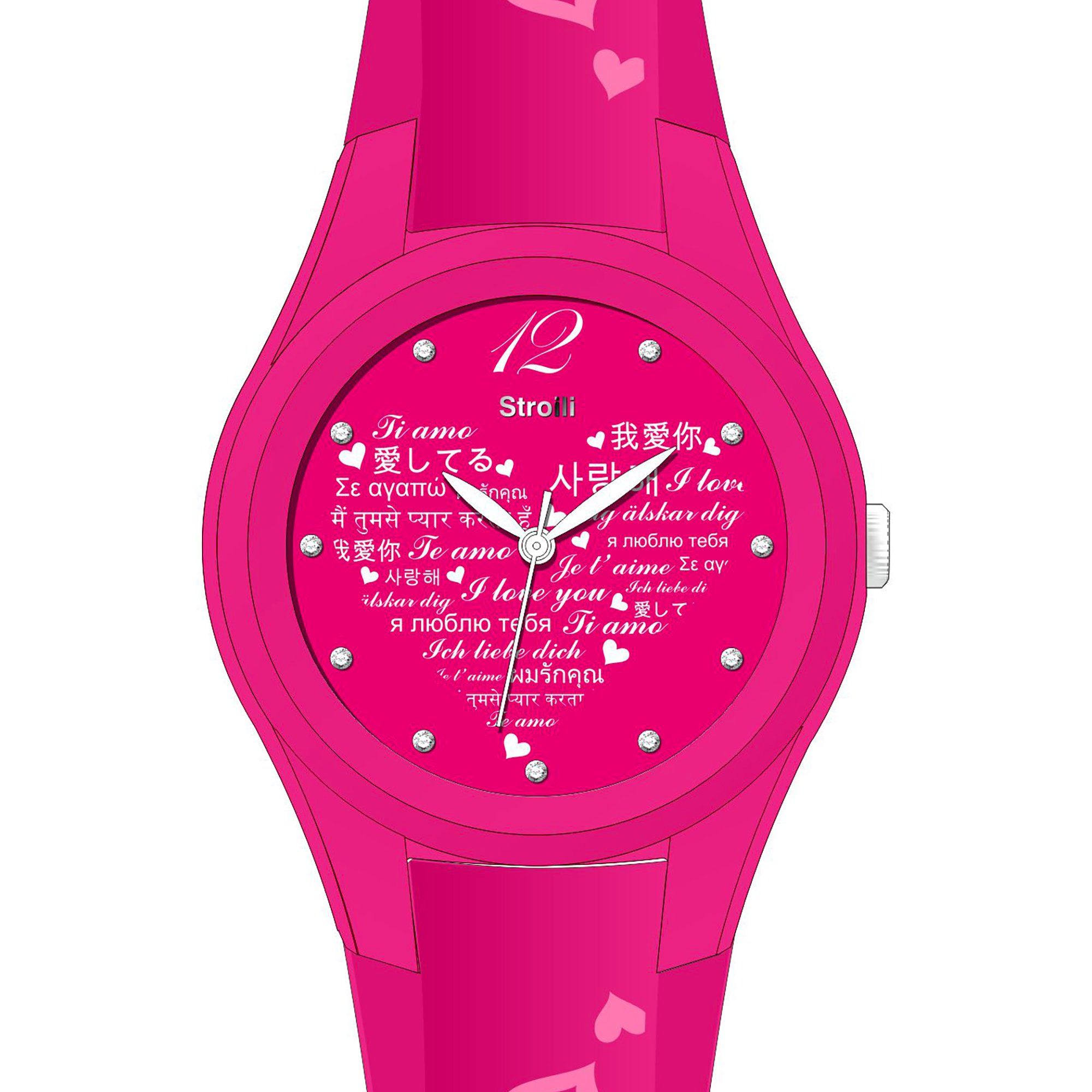 Orologio donna Stroili, mod Love, cinturino caucciù/silicone, fuxia, con scritta ti amo ( WAF0097-009 ) - immagine 2