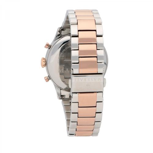 Orologio uomo Maserati, mod Tradizione, cronografo, cinturino acciaio, bicolore, color oro rosa, fondo silver, cod (R8873625001) - immagine 2