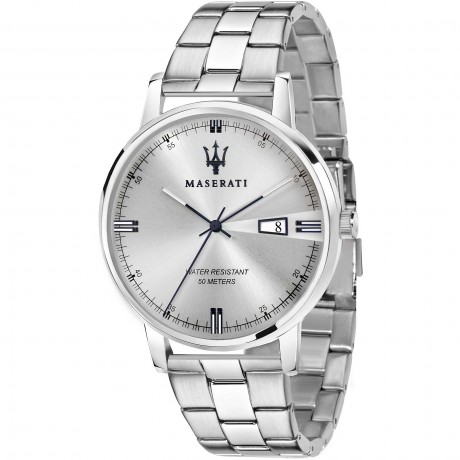 Orologio uomo Maserati, mod Eleganza, solo tempo, cinturino acciaio, fondo argento, cod ( R8853130001 )