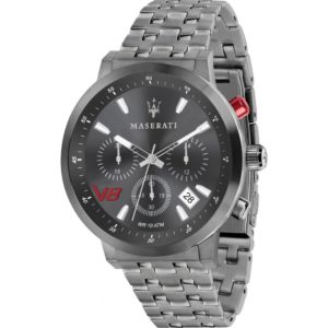 Orologio uomo Maserati, mod GT, cronografo, cinturino acciaio color canna di fucile, fondo grigio, cod (R8873134001)