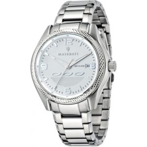 Orologio uomo Maserati, mod Sorpasso, solo tempo, cinturino acciaio, fondo bianco, cod ( R8853124002 )