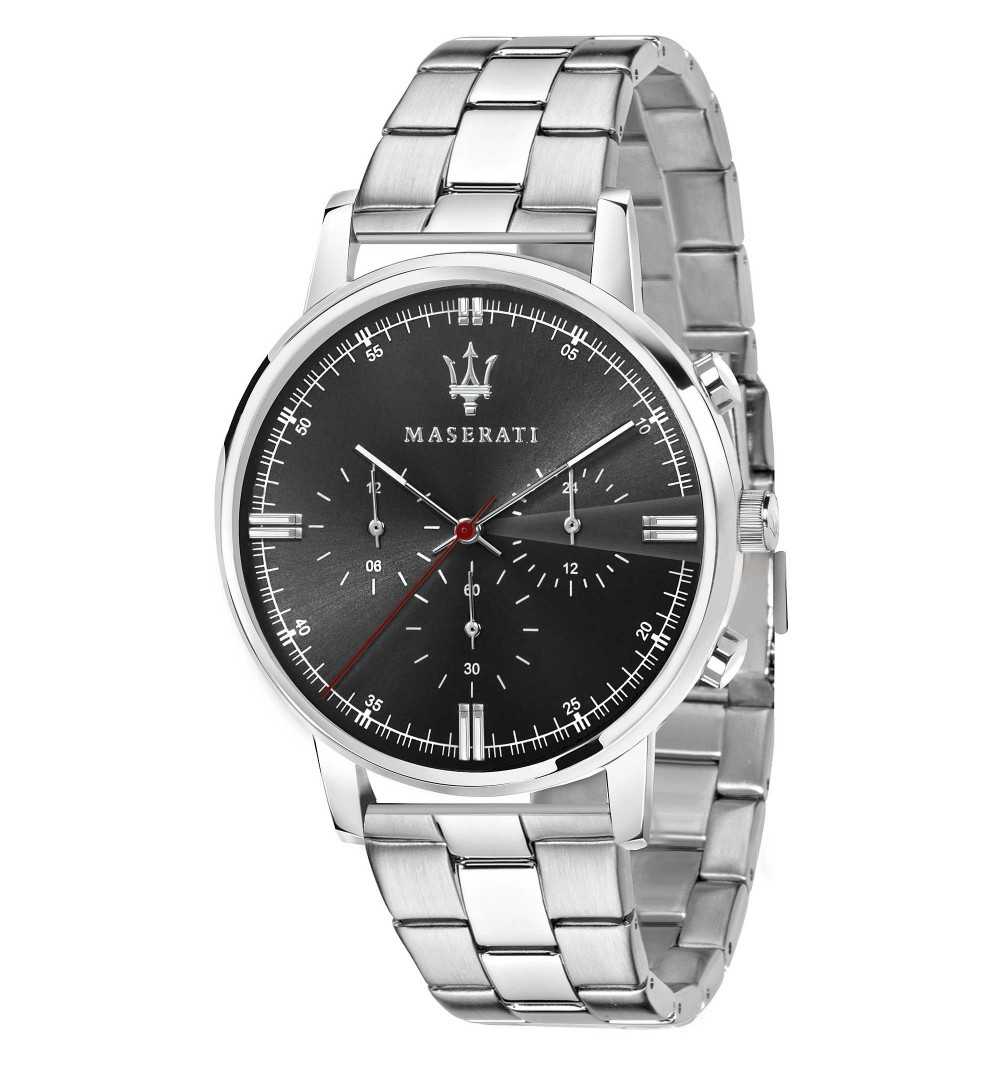 Orologio uomo Maserati, mod Eleganza, cronografo, cinturino acciaio, fondo nero, cod ( R8873630001 )