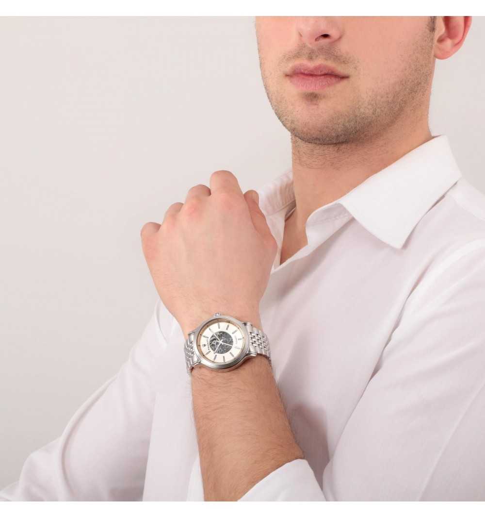 Orologio uomo Maserati, mod Legend, Automatico, cinturino acciaio, fondo champagne con movimento visibile, cod ( R8823138002 ) - immagine 3
