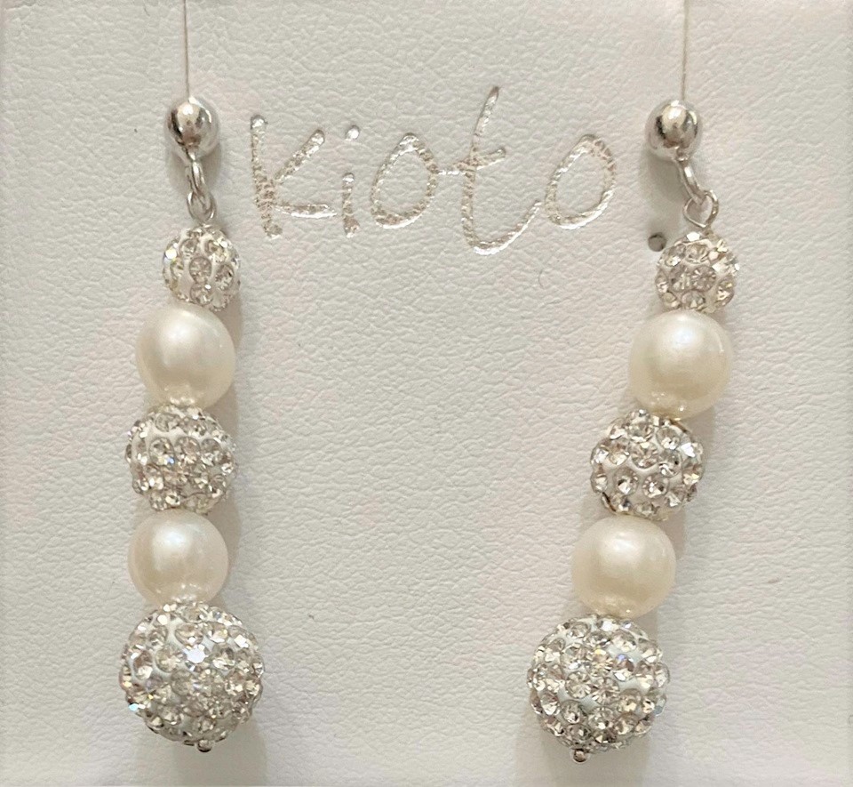 Orecchini lunghi perle, Kioto gioielli, pendenti, in oro bianco 750 (18 kt) , cod (ORLUNGO) - immagine 2