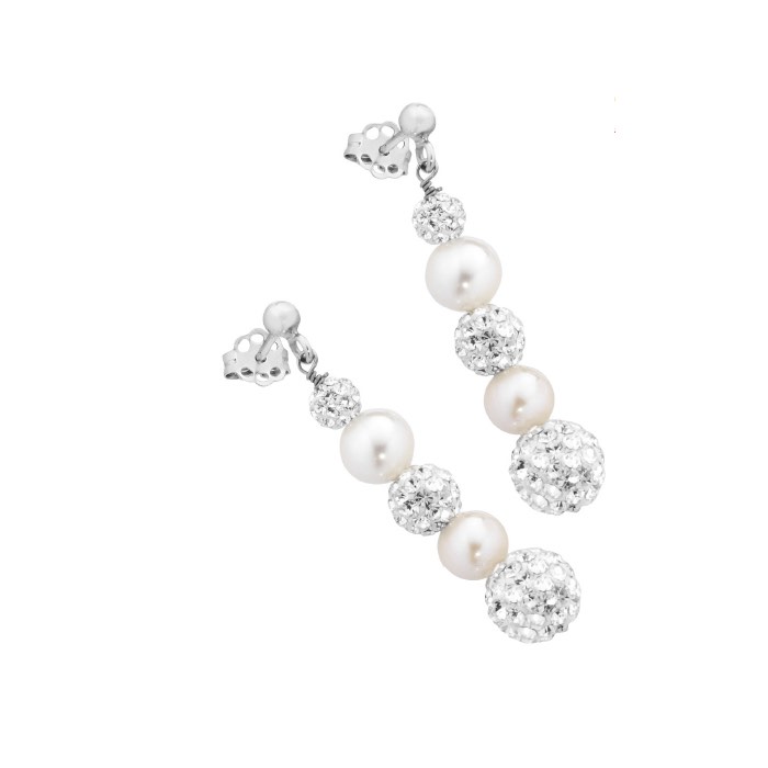 Orecchini lunghi perle, Kioto gioielli, pendenti, in oro bianco 750 (18 kt) , cod (ORLUNGO)