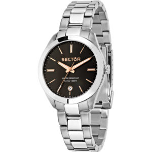 Orologio donna Sector mod 665, cinturino acciaio, ghiera liscia, fondo nero con richiami ramati, cod (R3253588507)