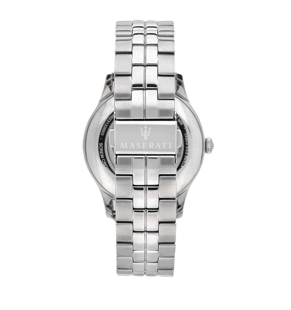 Orologio uomo Maserati, mod Ricordo, Automatico, cinturino acciaio, fondo traforato blu e grigio, movimento visibile, cod (R8823133005) - immagine 3