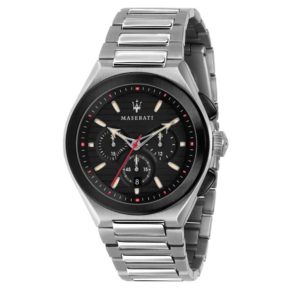 Orologio uomo Maserati, mod Tritonic, cronografo, cinturino acciaio, fondo nero, ghiera liscia nera, cod (R8873639002)