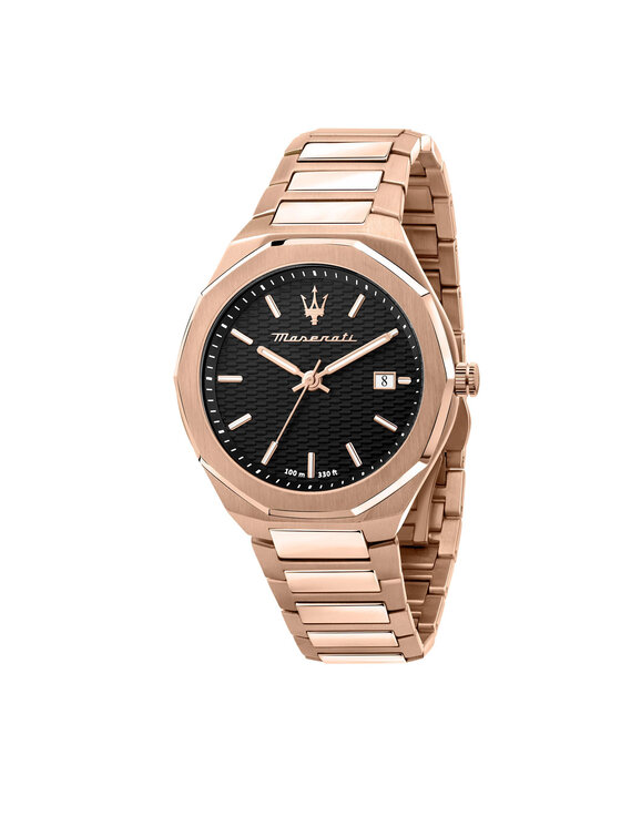 Orologio uomo Maserati, mod Stile, solo tempo, cinturino acciaio rosè, fondo nero, cod (R8873642007)